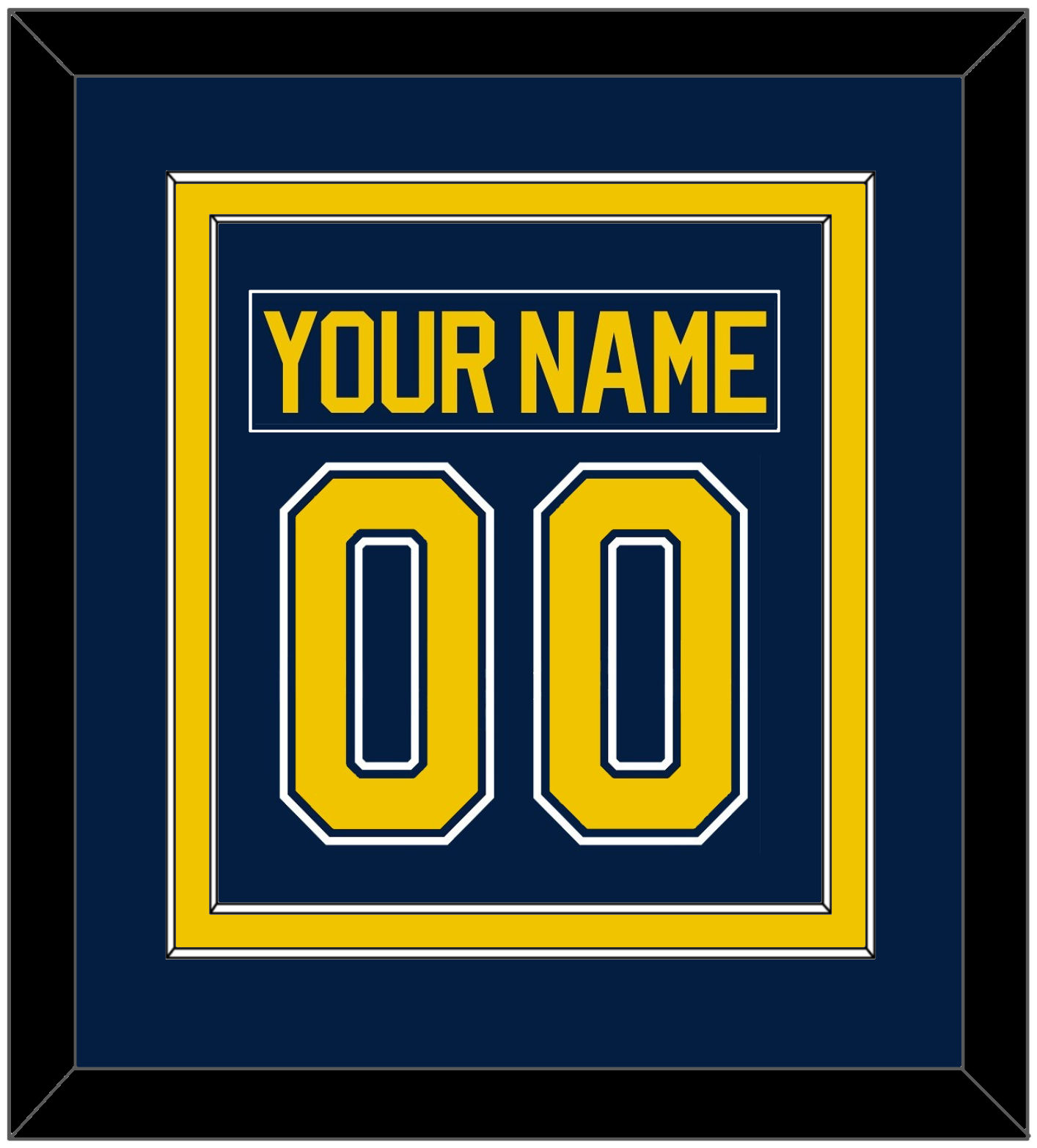Michigan Hockey Nameplate & Number (Back) Combined - Road Blue (2021-2023) - Signature Tier 2