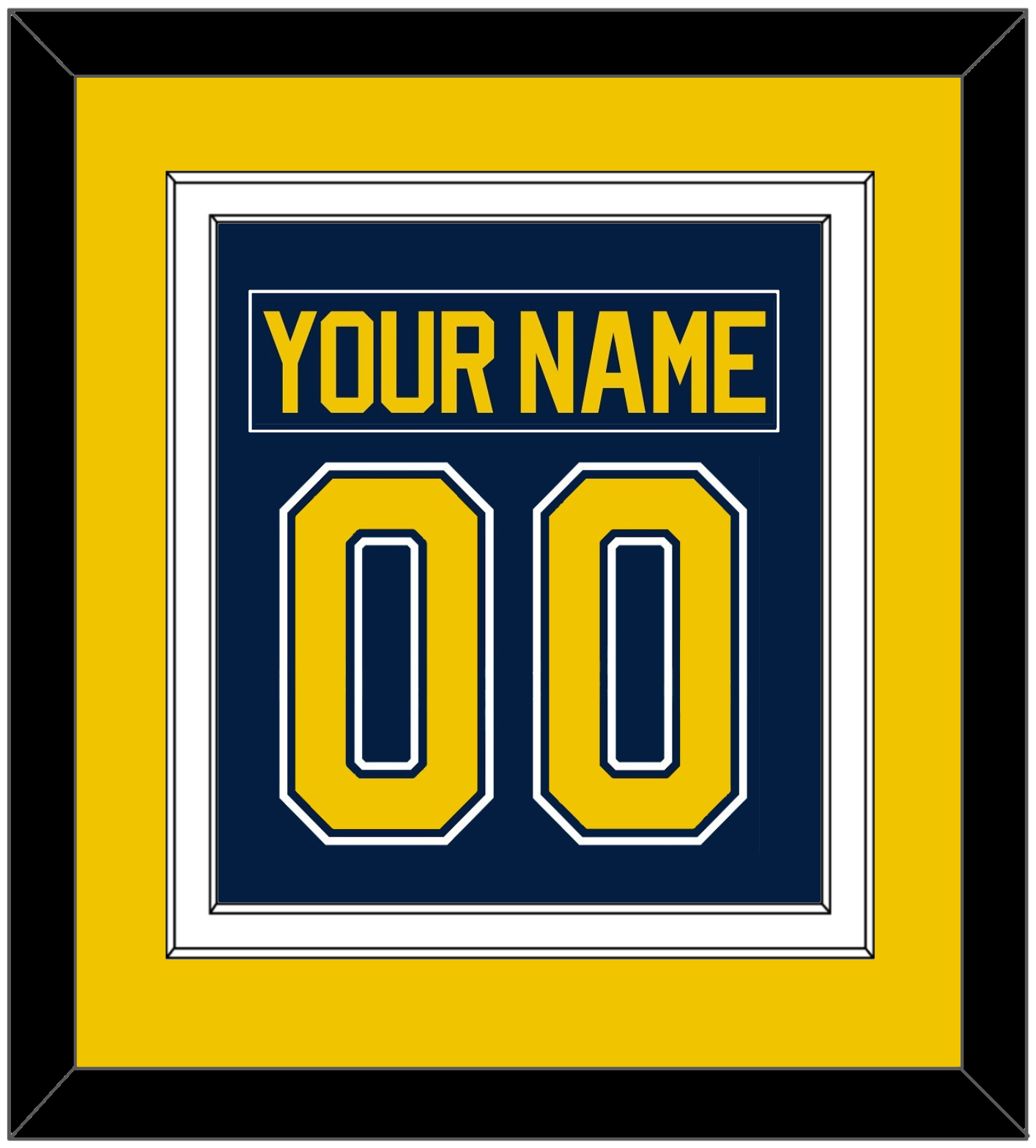 Michigan Hockey Nameplate & Number (Back) Combined - Road Blue (2021-2023) - Signature Tier 3