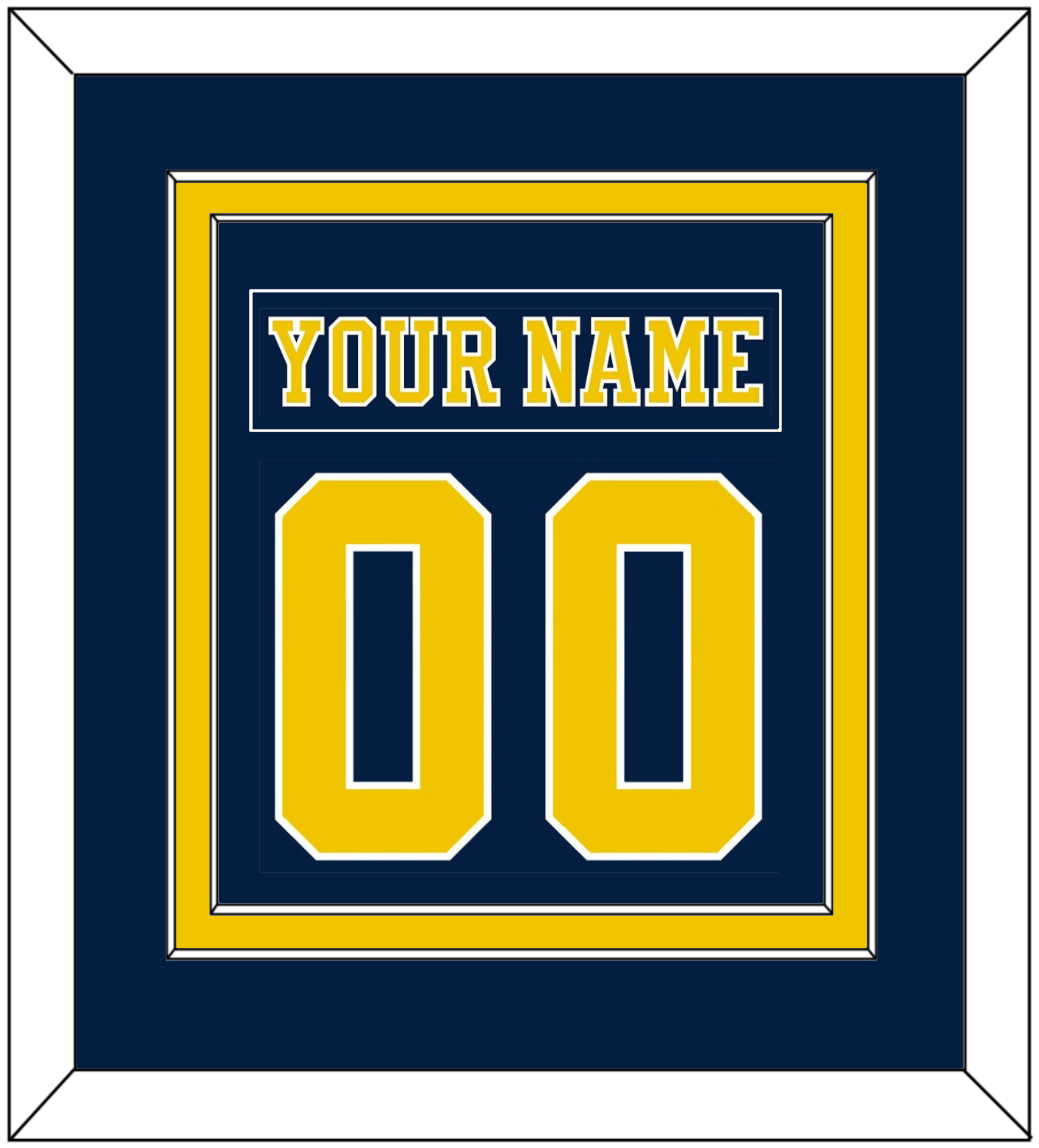 Michigan Hockey Nameplate & Number (Back) Combined - Road Blue (2019-2020) - Signature Tier 2