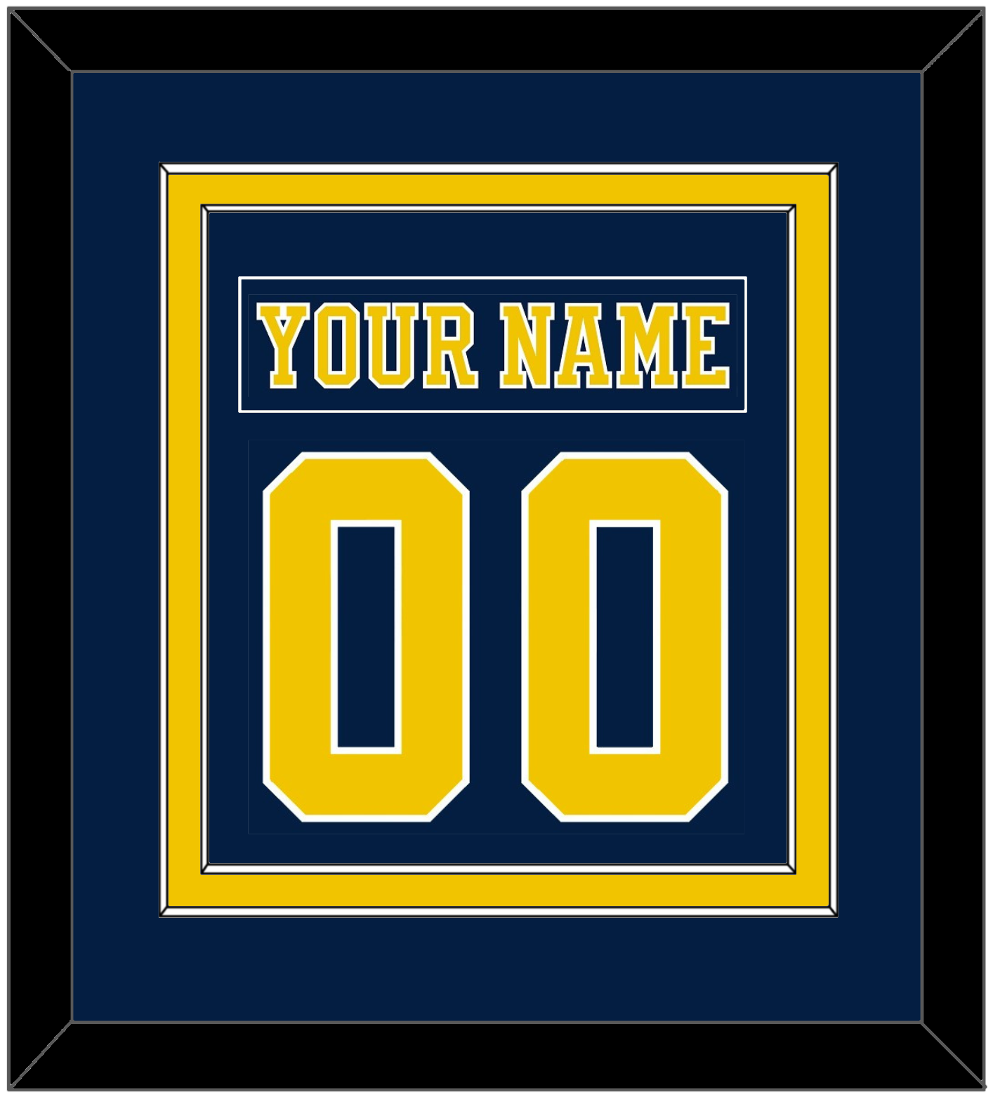 Michigan Hockey Nameplate & Number (Back) Combined - Road Blue (2019-2020) - Signature Tier 2