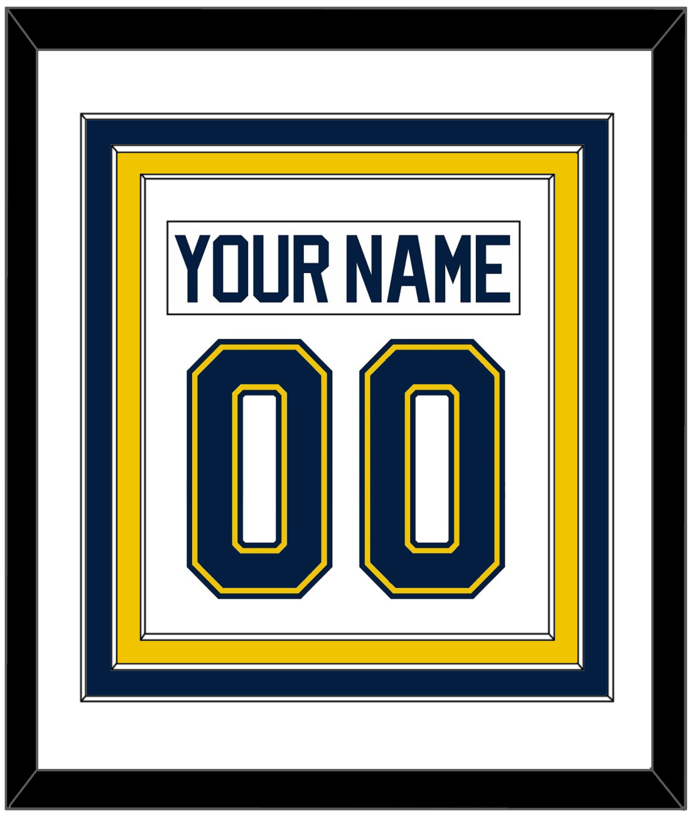 Michigan Hockey Nameplate & Number (Back) Combined - Home White (2021-2023) - Premier Tier 1