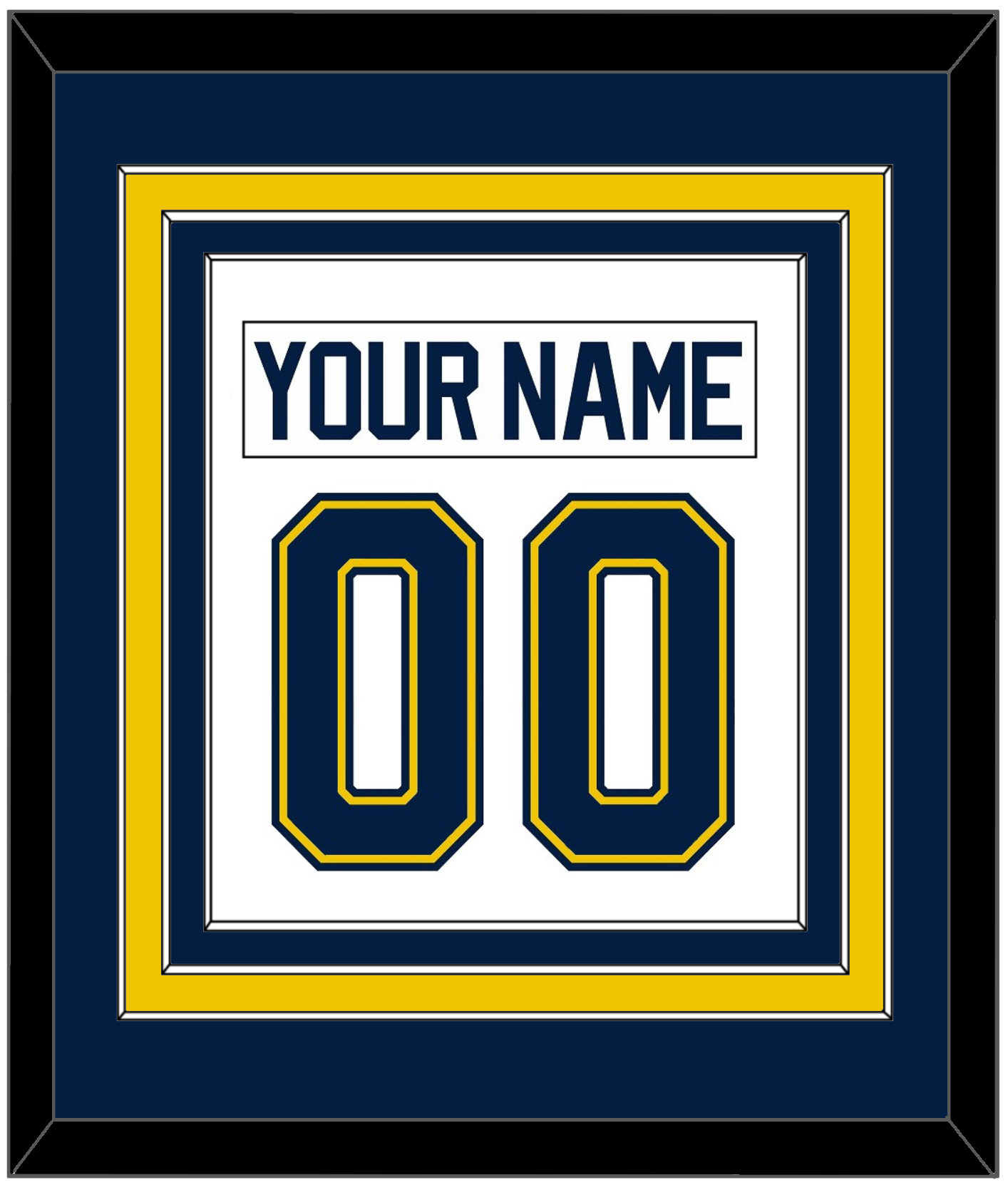 Michigan Hockey Nameplate & Number (Back) Combined - Home White (2021-2023) - Premier Tier 2