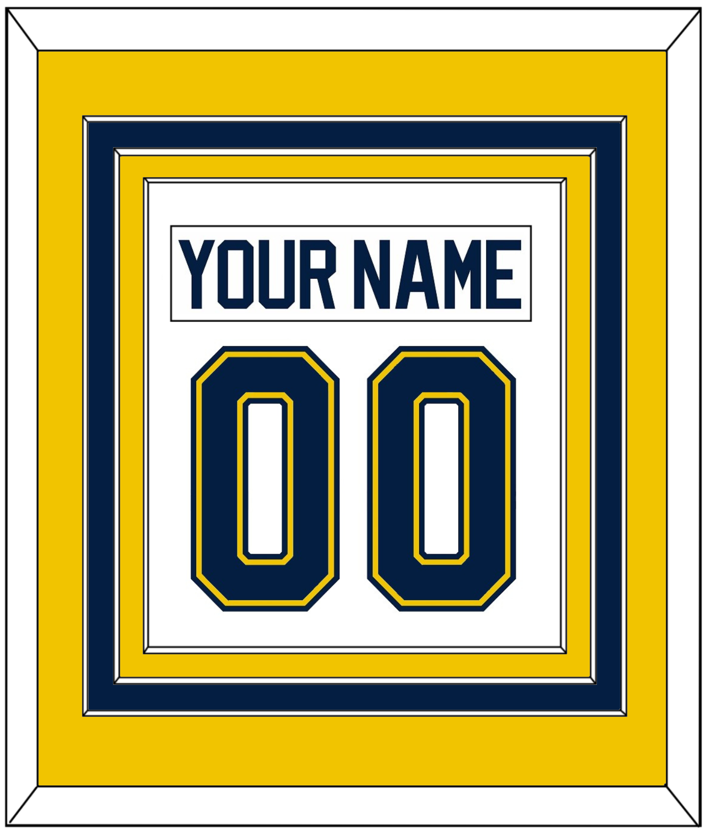 Michigan Hockey Nameplate & Number (Back) Combined - Home White (2021-2023) - Premier Tier 3
