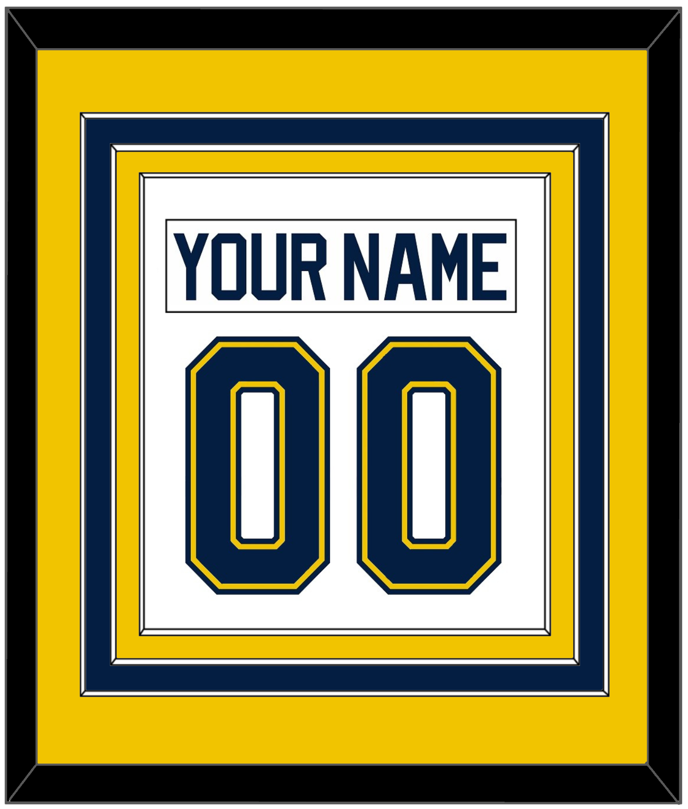 Michigan Hockey Nameplate & Number (Back) Combined - Home White (2021-2023) - Premier Tier 3