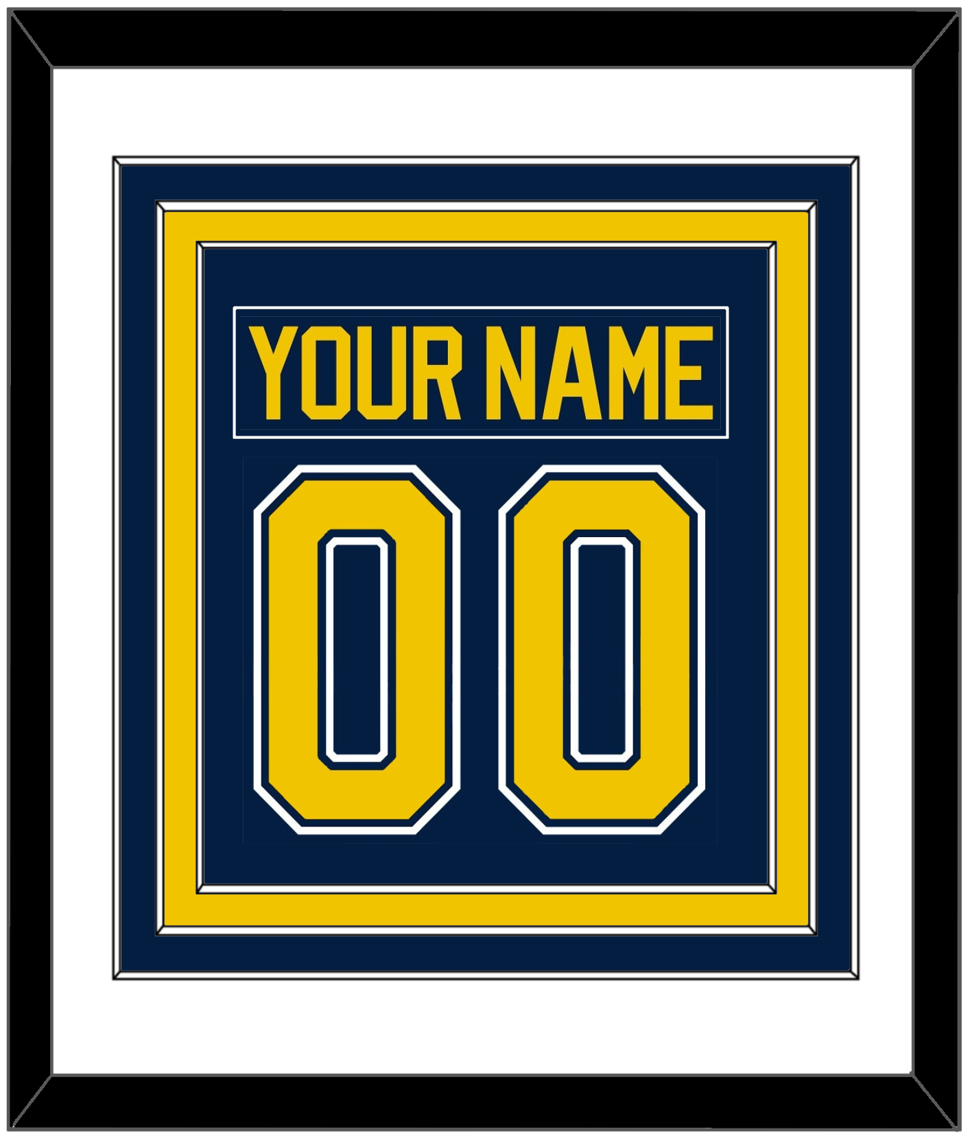 Michigan Hockey Nameplate & Number (Back) Combined - Road Blue (2021-2023) - Premier Tier 1
