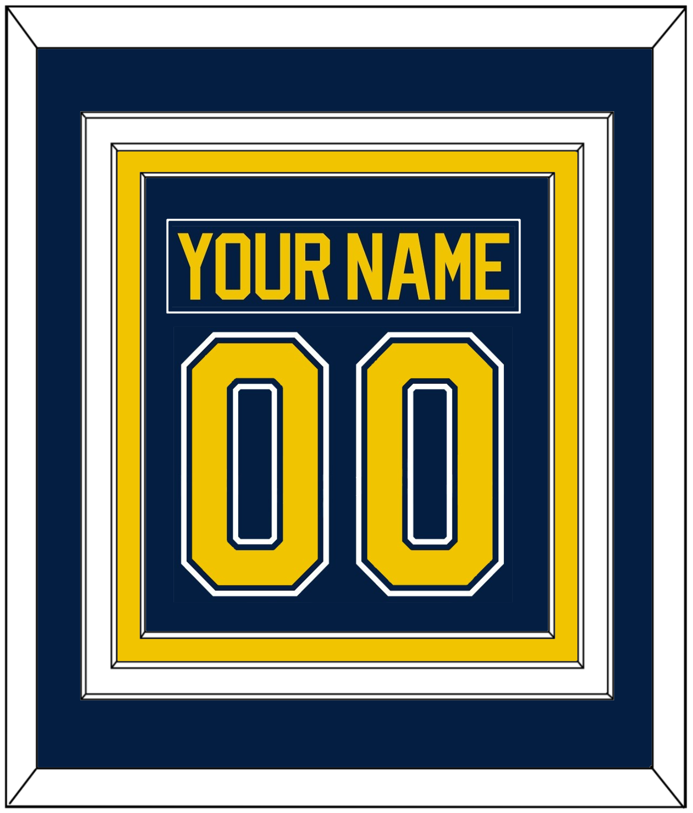 Michigan Hockey Nameplate & Number (Back) Combined - Road Blue (2021-2023) - Premier Tier 2