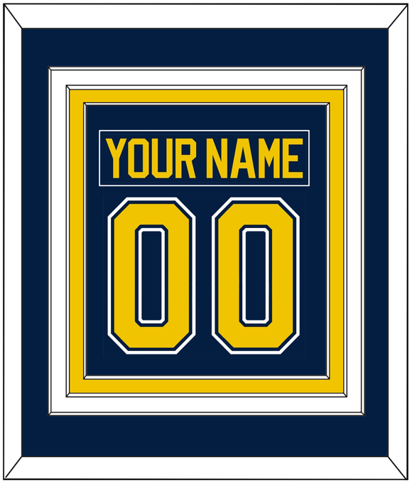 Michigan Nameplate & Number (Back) Combined - Road Blue (2021-2023) - Triple Mat 2