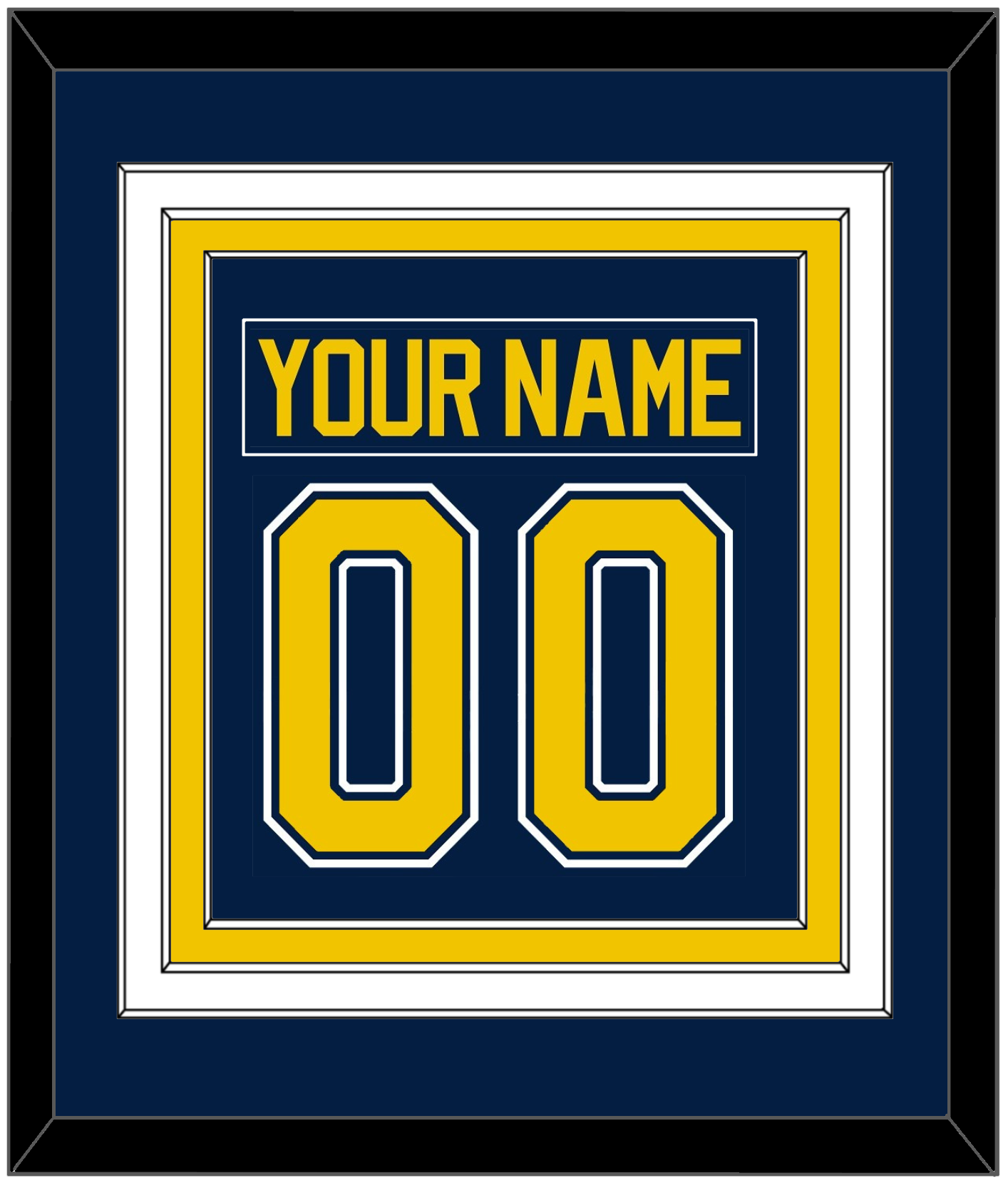 Michigan Hockey Nameplate & Number (Back) Combined - Road Blue (2021-2023) - Premier Tier 2