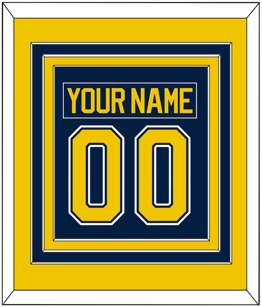 Michigan Hockey Nameplate & Number (Back) Combined - Road Blue (2021-2023) - Premier Tier 3