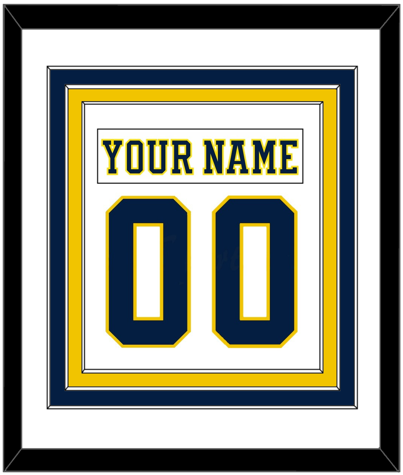 Michigan Hockey Nameplate & Number (Back) Combined - Home White (2019-2020) - Premier Tier 1