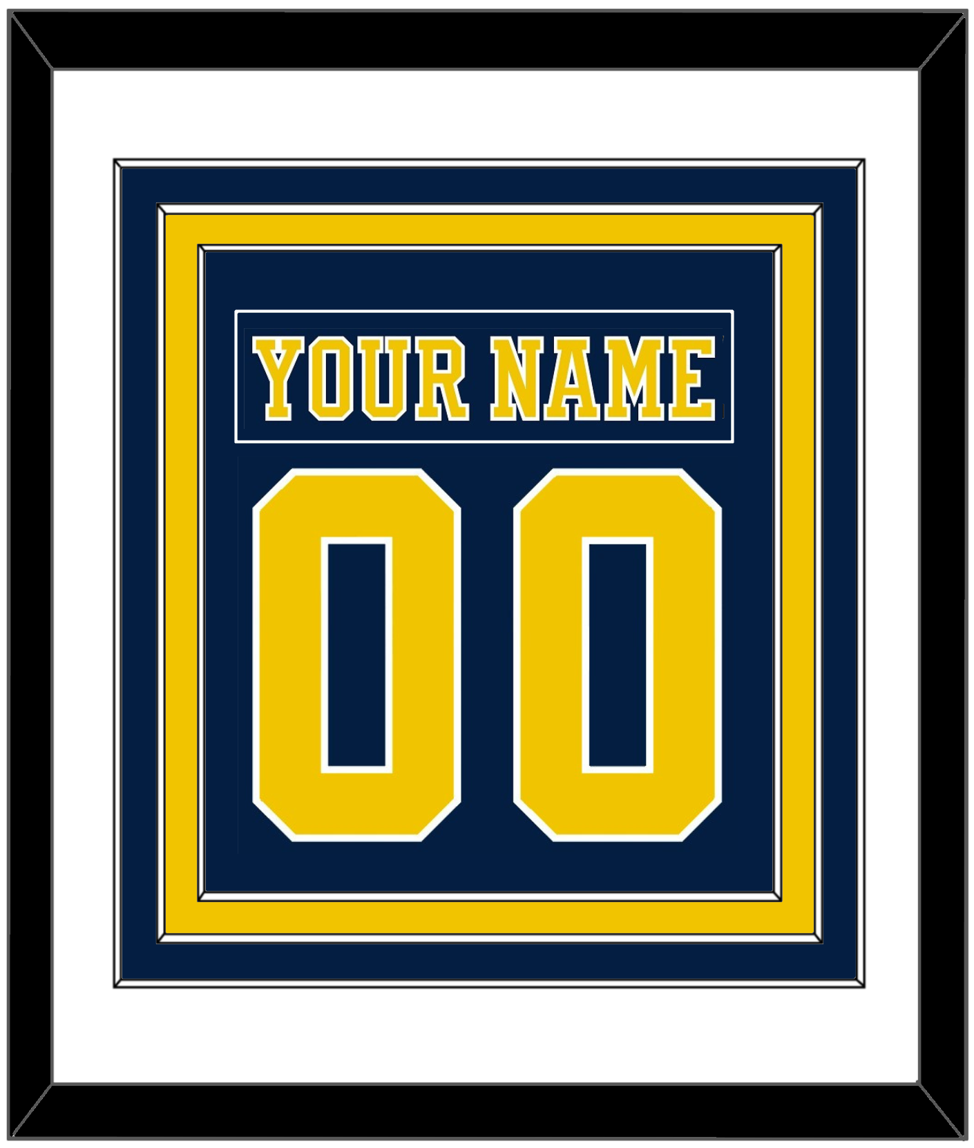 Michigan Hockey Nameplate & Number (Back) Combined - Road Blue - Premier Tier 1
