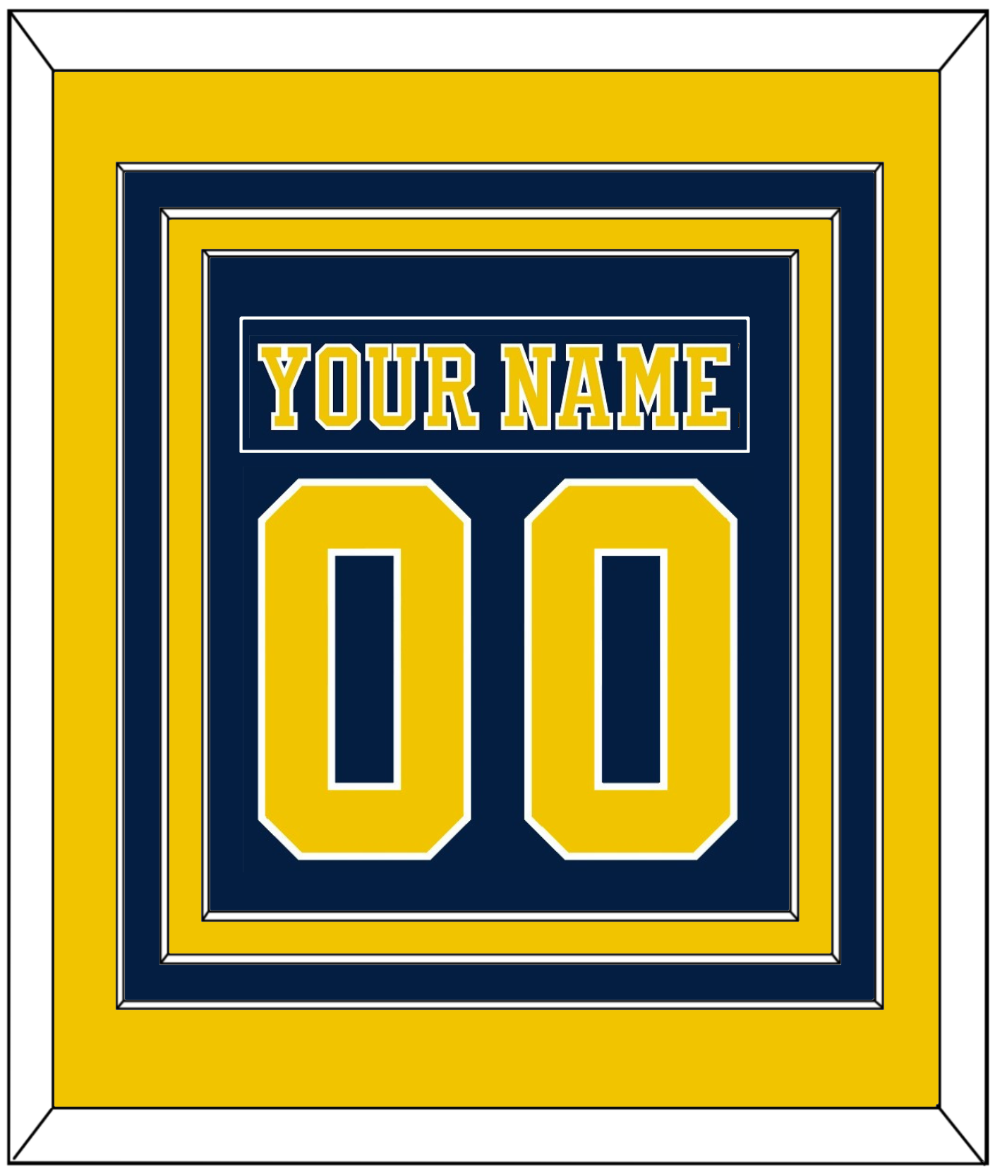 Michigan Hockey Nameplate & Number (Back) Combined - Road Blue (2019-2020) - Premier Tier 3