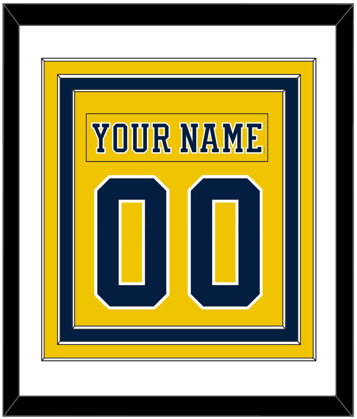 Michigan Hockey Nameplate & Number (Back) Combined - Alternate Maize (2019-2020) - Premier Tier 1