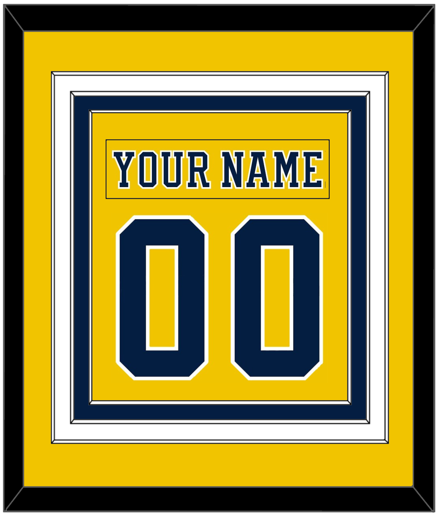 Michigan Hockey Nameplate & Number (Back) Combined - Alternate Maize (2019-2020) - Premier Tier 2