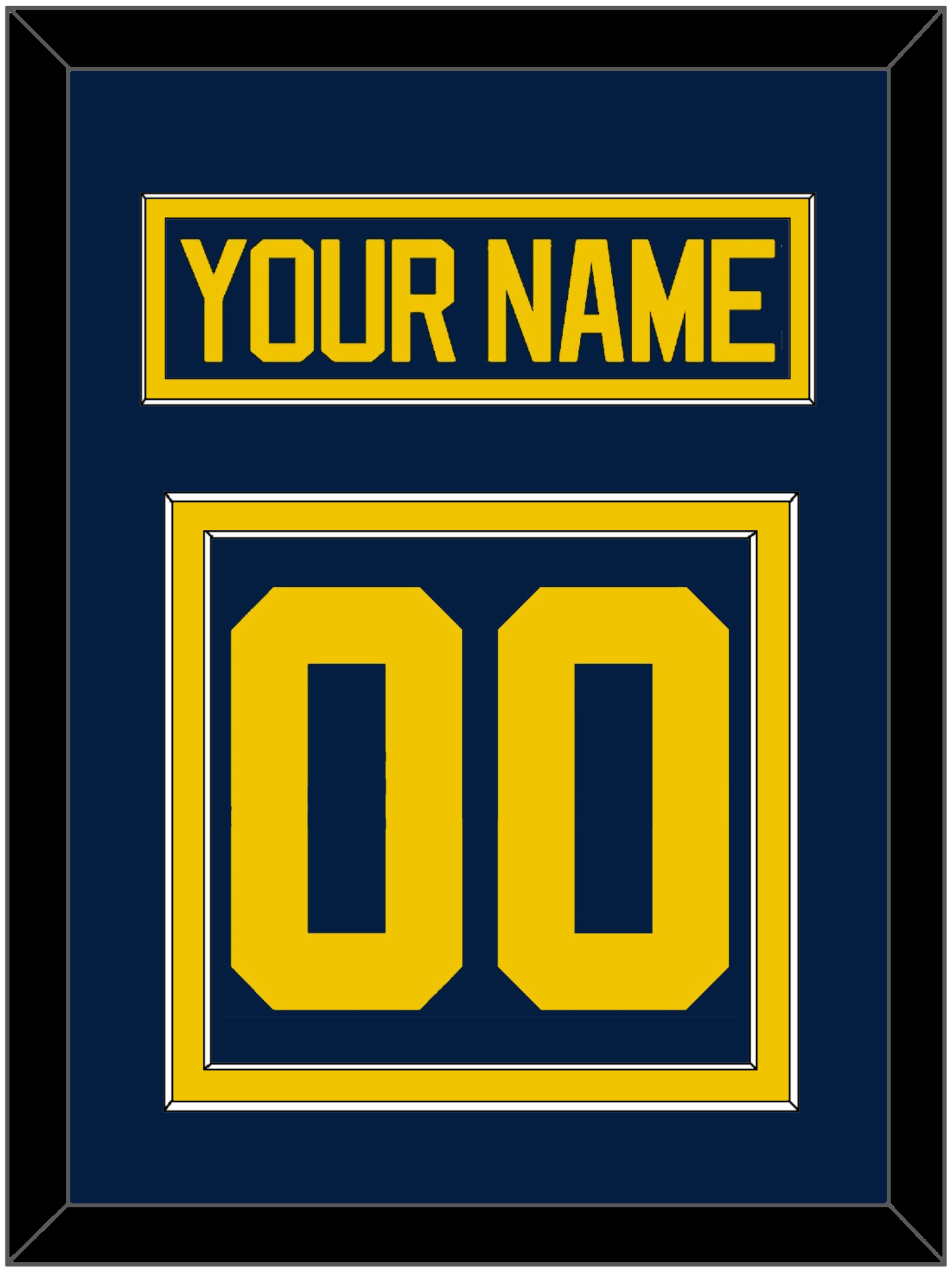 Michigan Hockey Nameplate & Number (Back) - Road Blue - Signature Tier 2