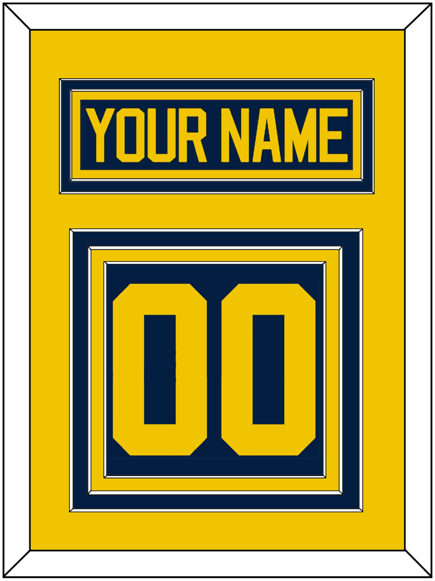Michigan Hockey Nameplate & Number (Back) - Road Blue - Premier Tier 3