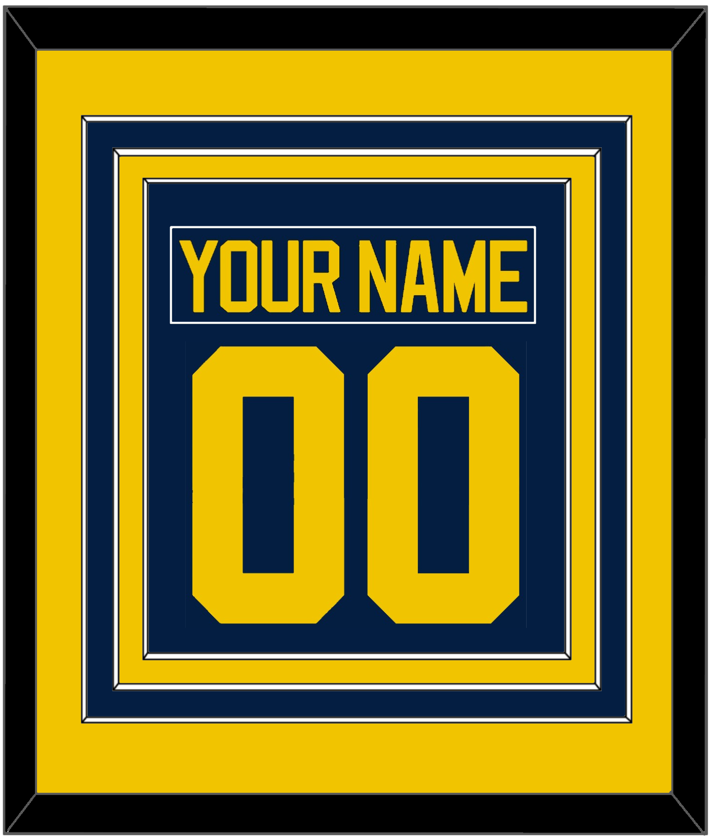 Michigan Hockey Nameplate & Number (Back) Combined - Road Blue - Premier Tier 2