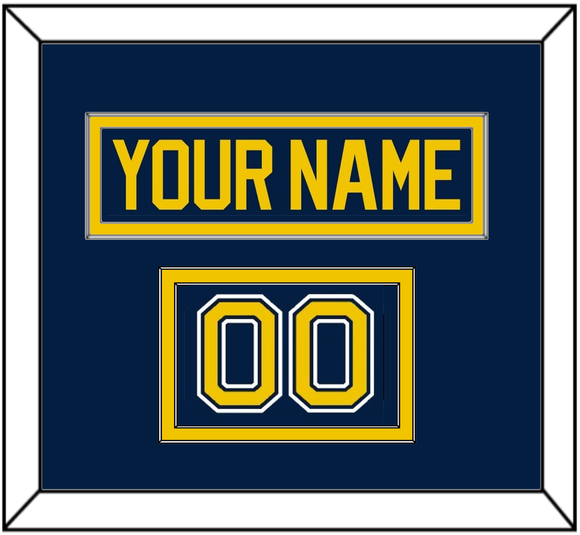 Michigan Hockey Nameplate & Number (Shoulder) - Road Blue (2021-2023) - Double Mat 2