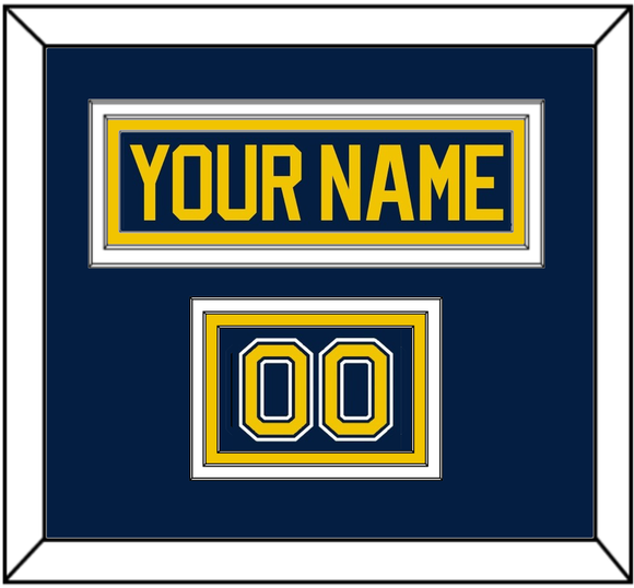 Michigan Hockey Nameplate & Number (Shoulder) - Road Blue (2021-2023) - Triple Mat 2