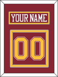 Minnesota Hockey Nameplate & Number (Back) - Road Maroon - Double Mat 2