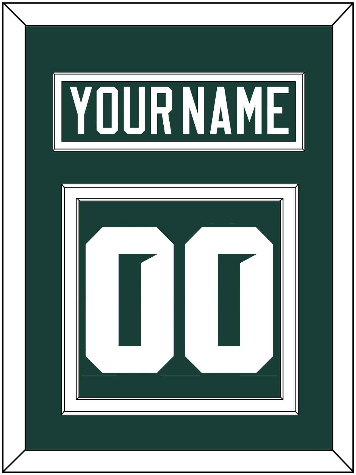 Michigan State Hockey Nameplate & Number (Back) - Road Green (2017-2019) - Signature Tier 1