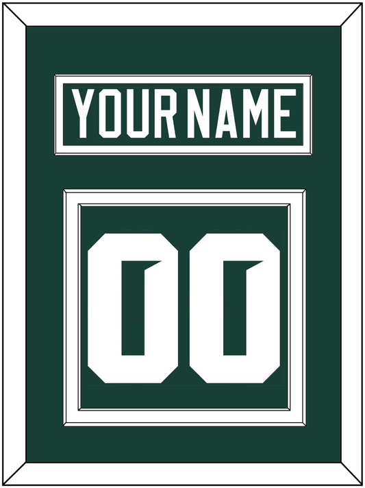 Michigan State Hockey Nameplate & Number (Back) - Road Green (2017-2019) - Signature Tier 1
