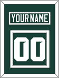 Michigan State Hockey Nameplate & Number (Back) - Road Green (2017-2019) - Double Mat 1