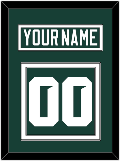 Michigan State Hockey Nameplate & Number (Back) - Road Green (2017-2019) - Signature Tier 1