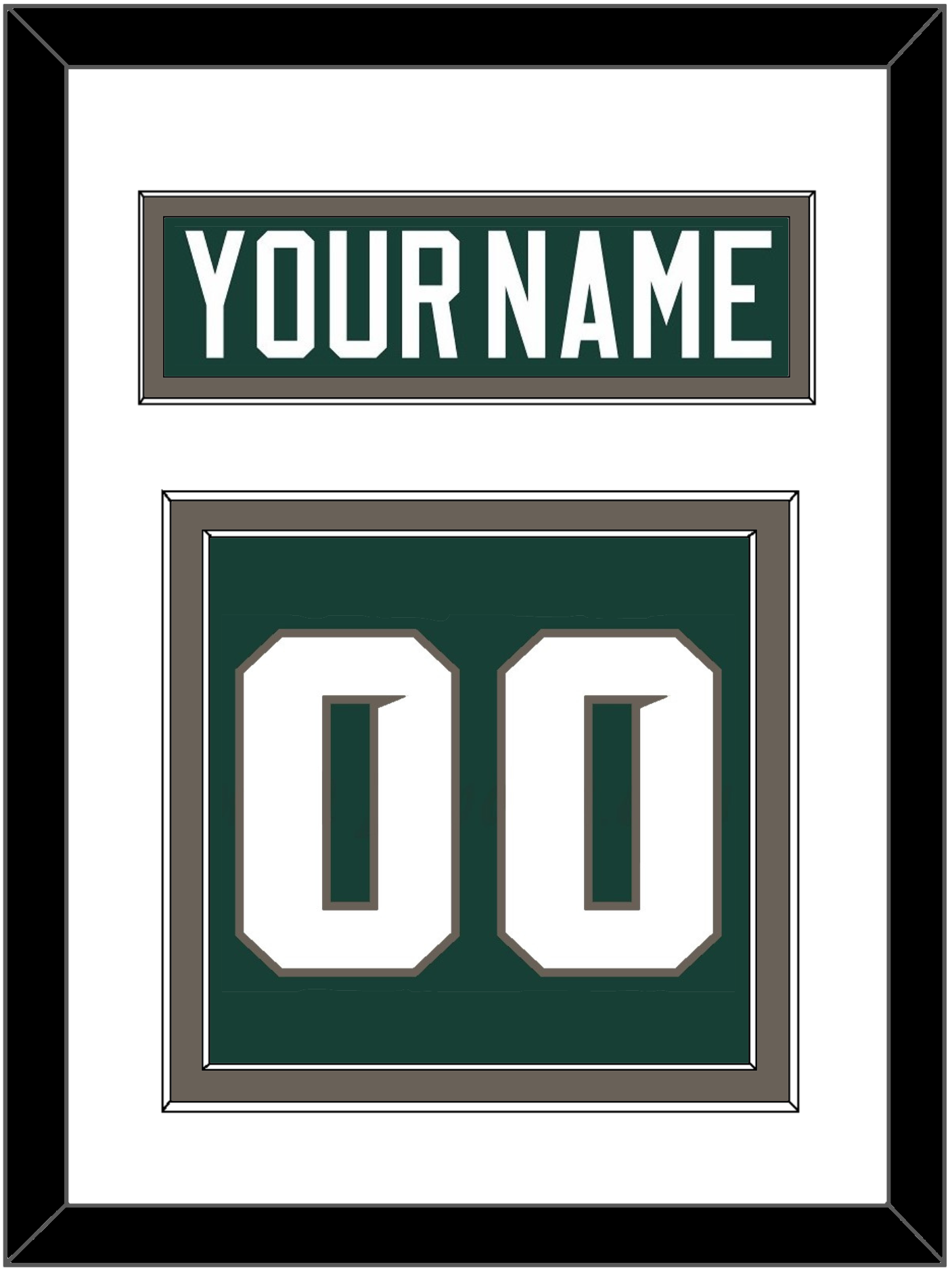 Michigan State Hockey Nameplate & Number (Back) - Road Green (2006-2007) - Signature Tier 1