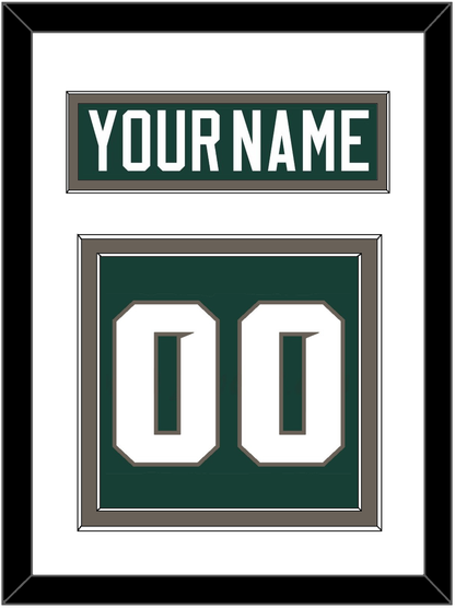 Michigan State Hockey Nameplate & Number (Back) - Road Green (2006-2007) - Signature Tier 1