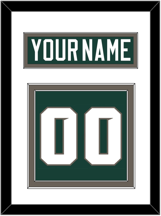 Michigan State Hockey Nameplate & Number (Back) - Road Green (2006-2007) - Signature Tier 1
