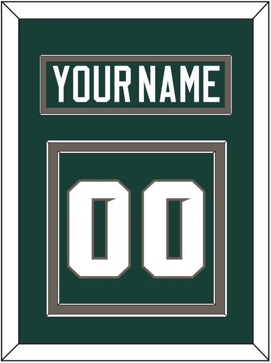 Michigan State Hockey Nameplate & Number (Back) - Road Green (2006-2007) - Signature Tier 2