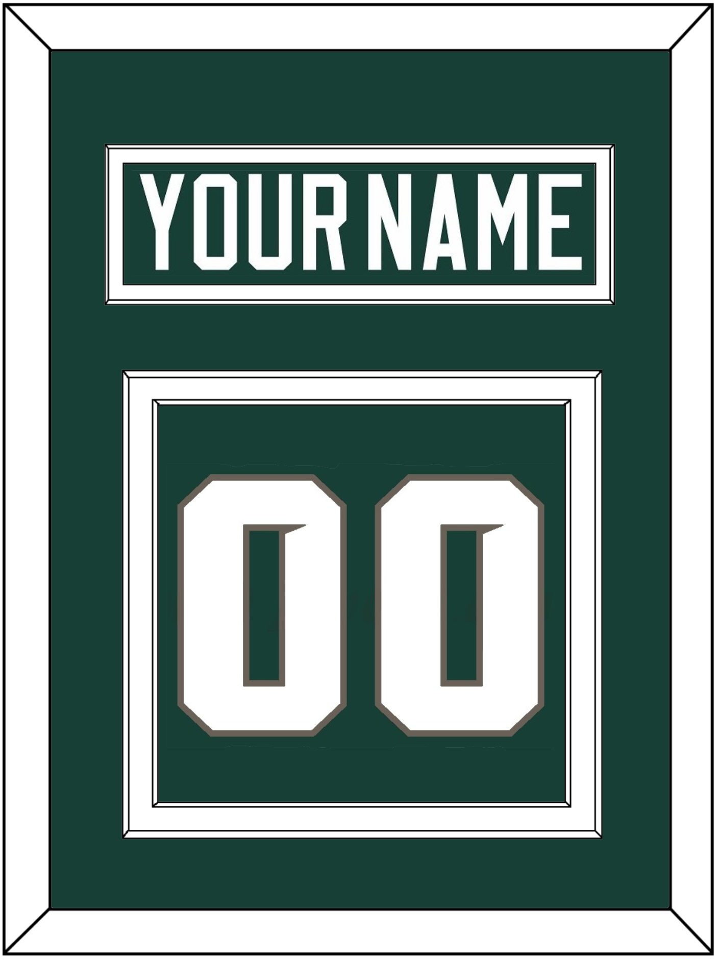 Michigan State Hockey Nameplate & Number (Back) - Road Green (2006-2007) - Signature Tier 3
