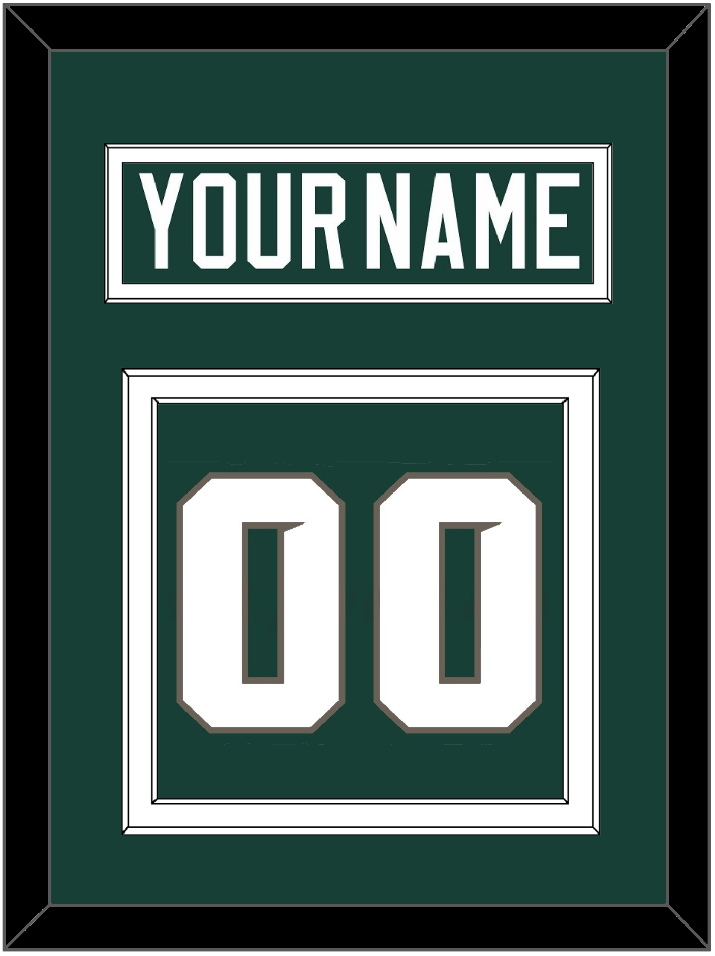 Michigan State Hockey Nameplate & Number (Back) - Road Green (2006-2007) - Signature Tier 3