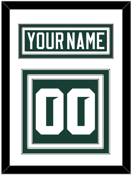 Michigan State Hockey Nameplate & Number (Back) - Road Green (2017-2019) - Premier Tier 1