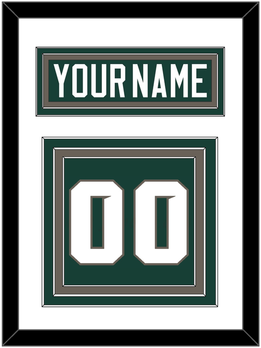 Michigan State Hockey Nameplate & Number (Back) - Road Green (2006-2007) - Premier Tier 1