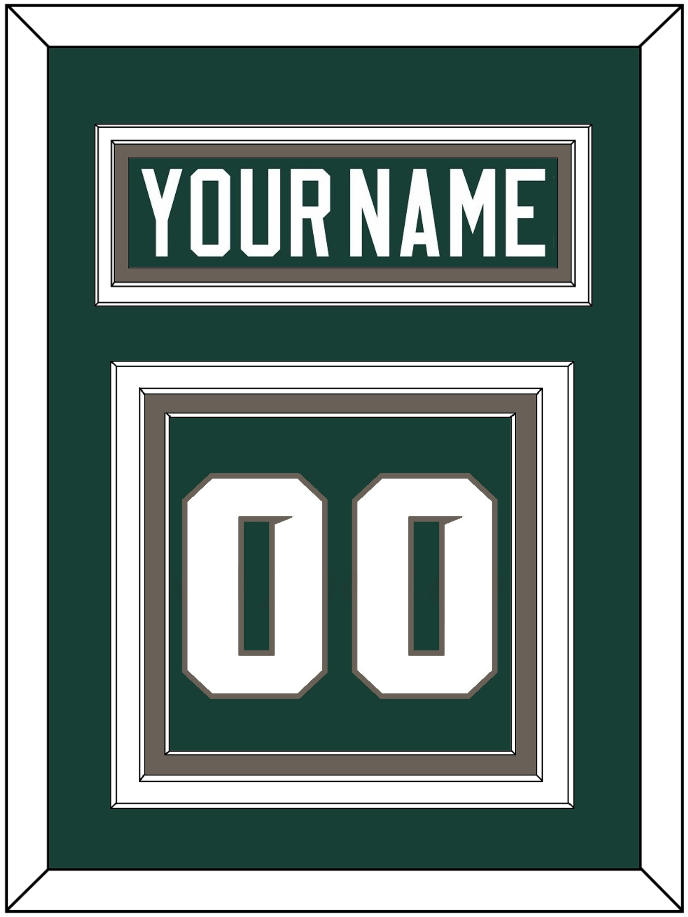 Michigan State Hockey Nameplate & Number (Back) - Road Green (2006-2007) - Premier Tier 2
