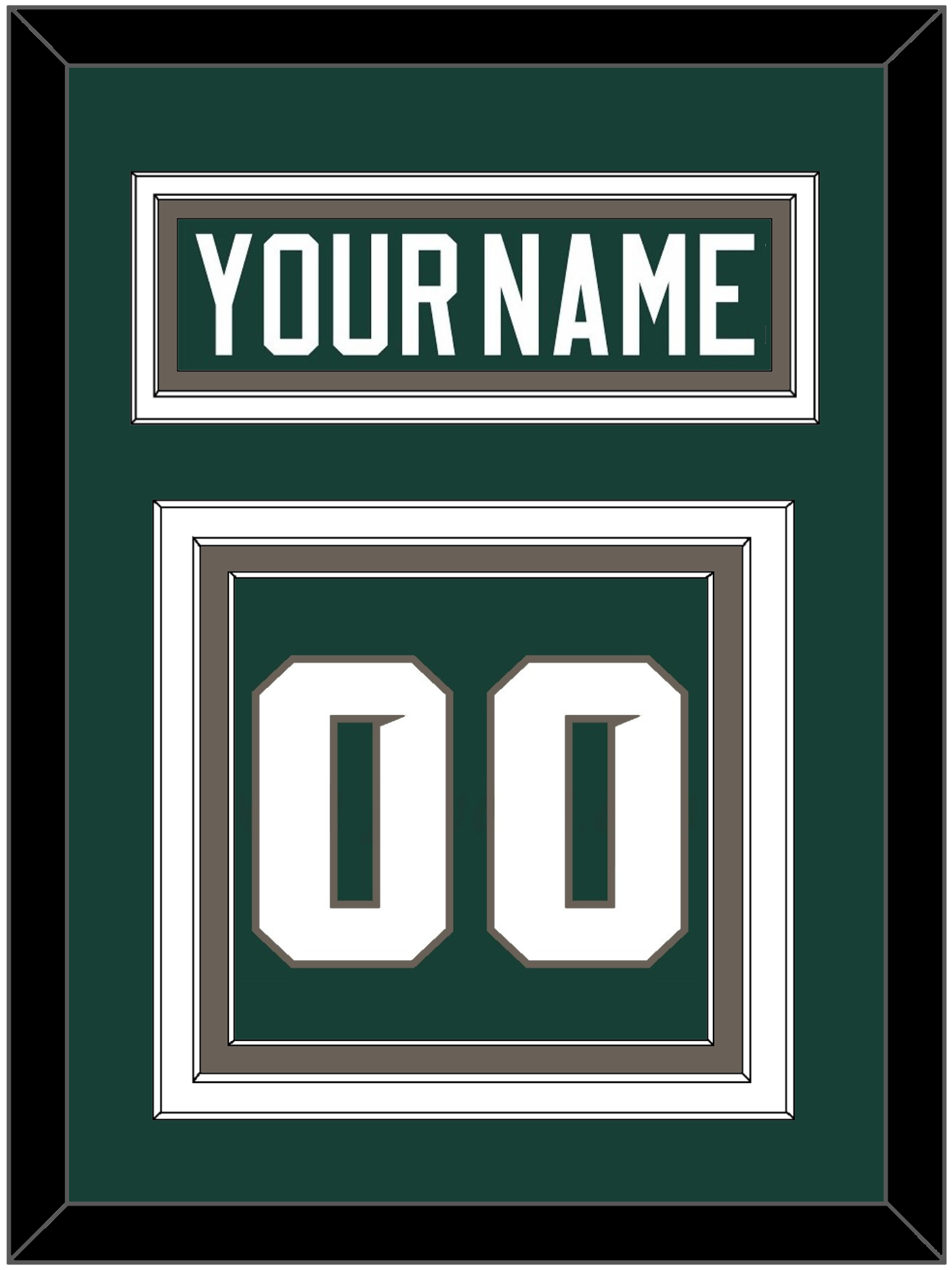 Michigan State Hockey Nameplate & Number (Back) - Road Green (2006-2007) - Premier Tier 2