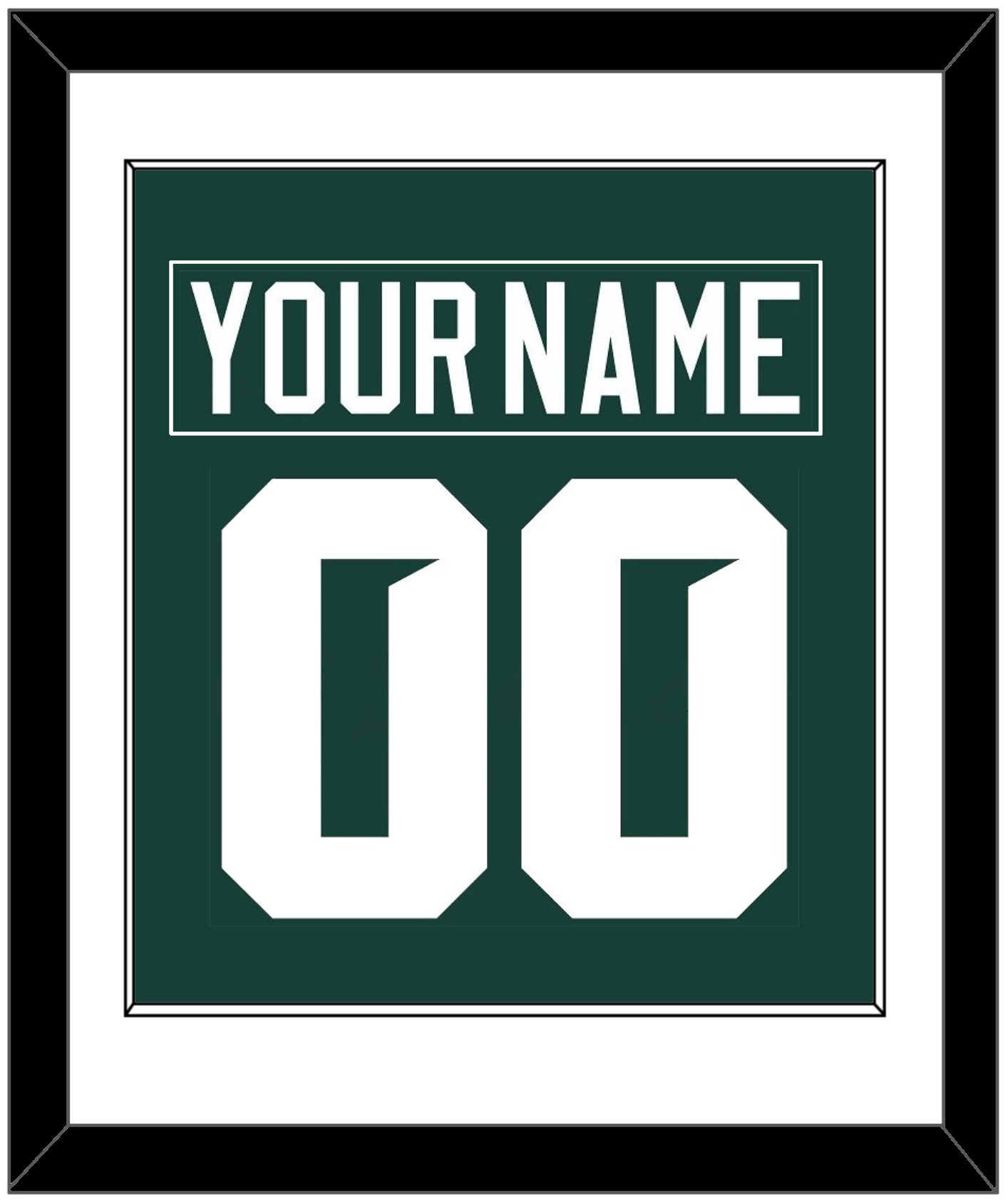Michigan State Hockey Nameplate & Number (Back) Combined - Road Green (2017-2019) - Essential Tier 1