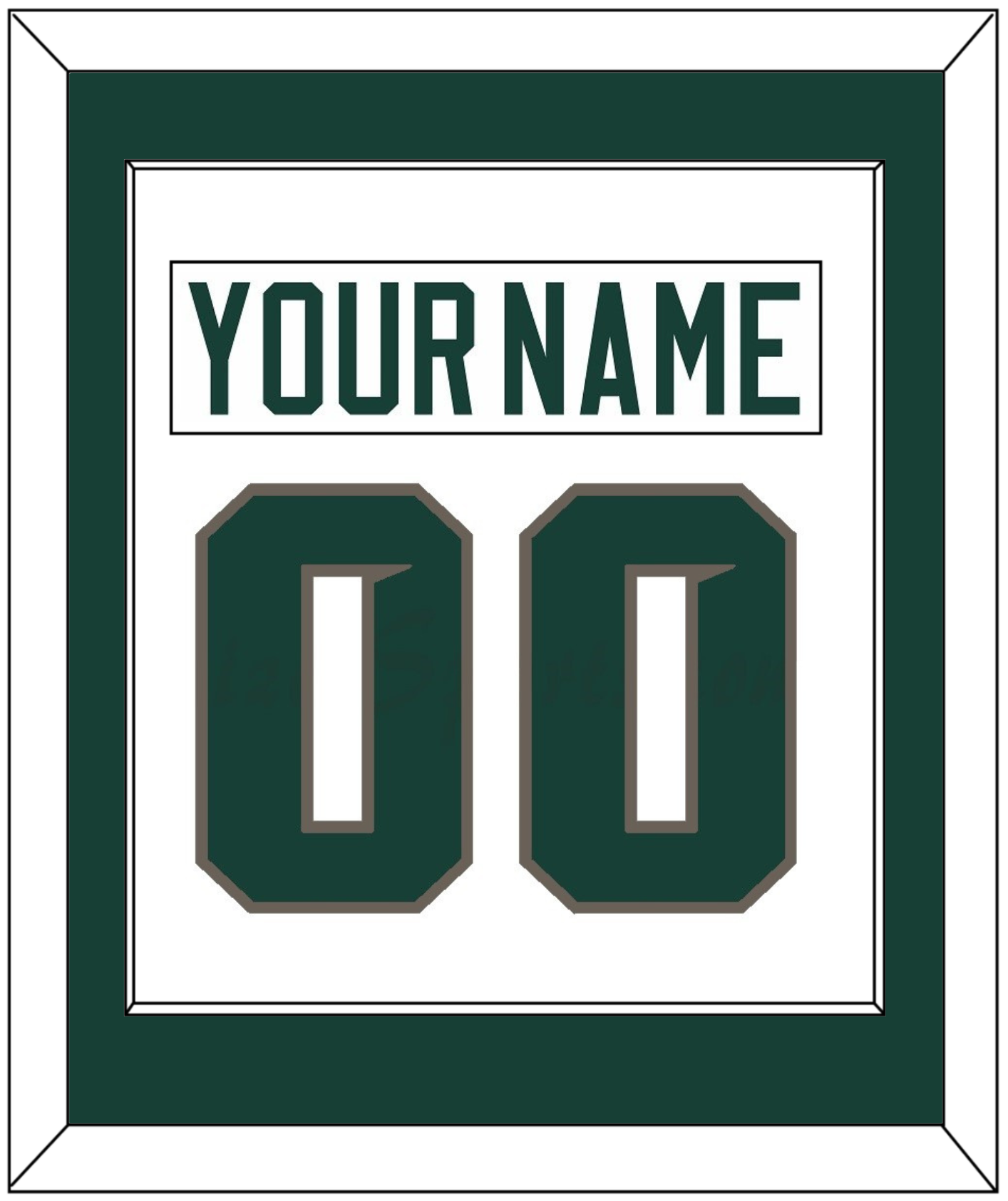 Michigan State Hockey Nameplate & Number (Back) Combined - Home White (2006-2007) - Essential Tier 1