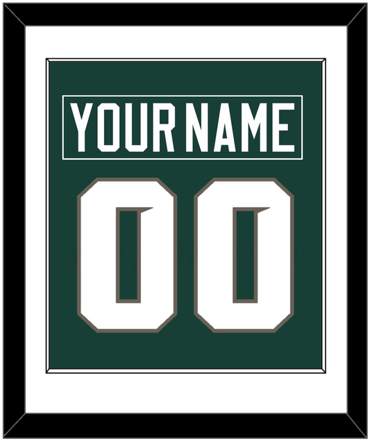 Michigan State Hockey Nameplate & Number (Back) Combined - Road Green (2006-2007) - Essential Tier 1