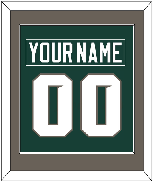 Michigan State Hockey Nameplate & Number (Back) Combined - Road Green (2006-2007) - Essential Tier 2