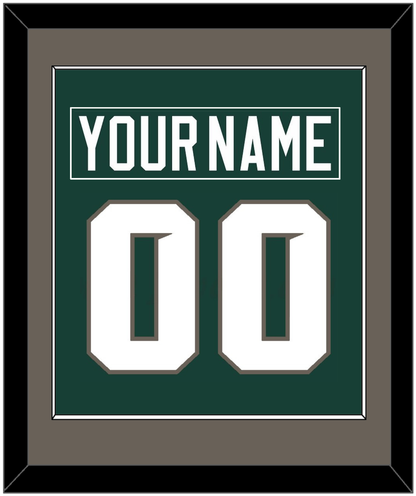 Michigan State Hockey Nameplate & Number (Back) Combined - Road Green (2006-2007) - Essential Tier 2