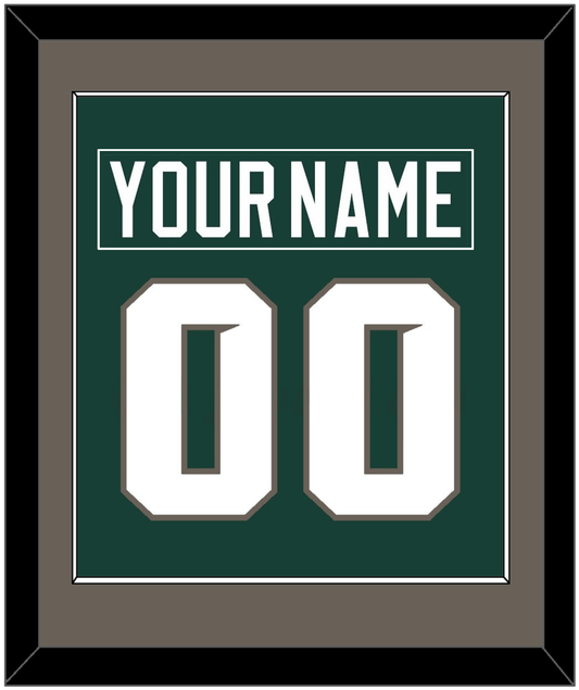 Michigan State Hockey Nameplate & Number (Back) Combined - Road Green (2006-2007) - Essential Tier 2