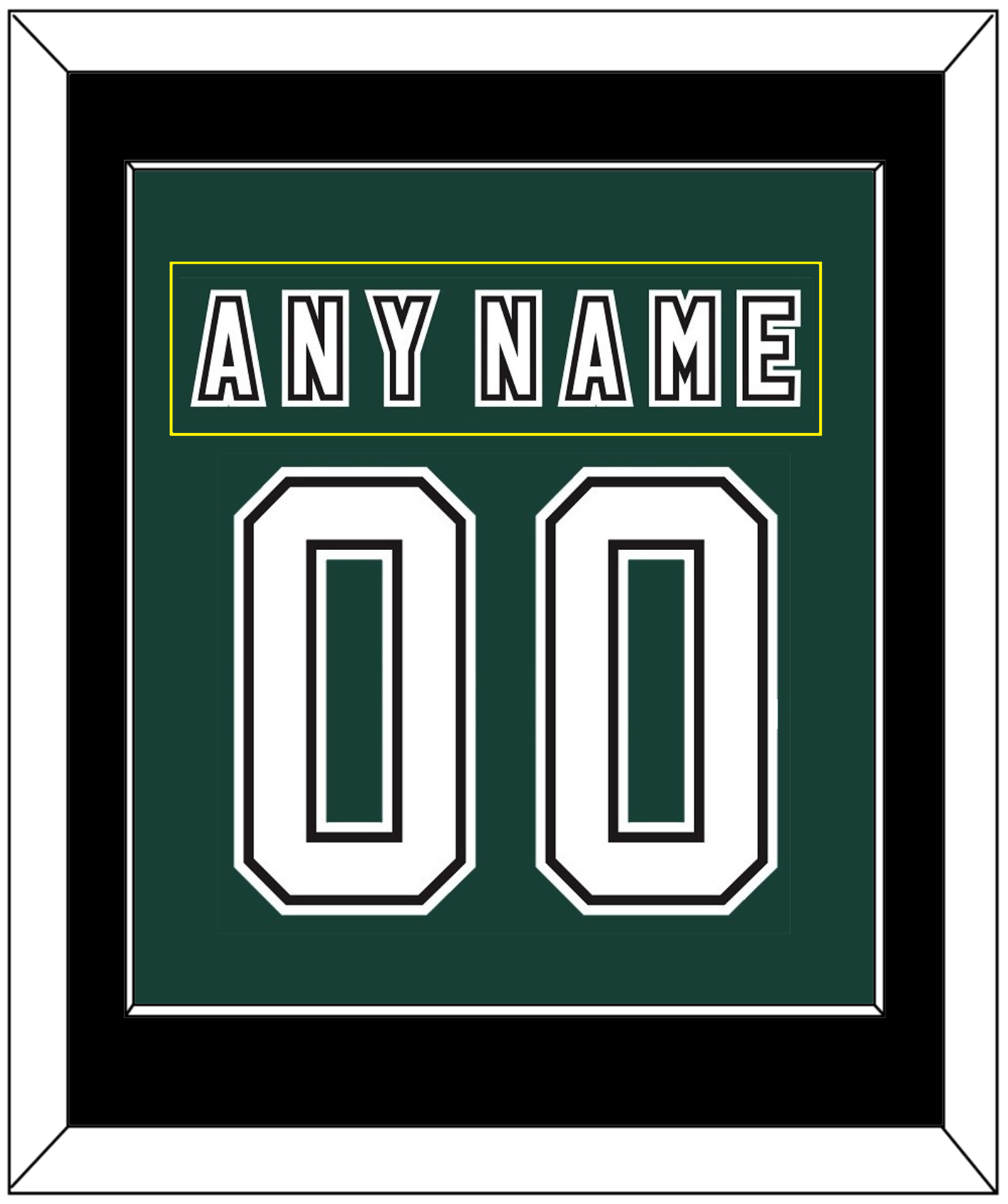 Michigan State Hockey Nameplate & Number (Back) Combined - Alternate Road Green (2006-2007) - Essential Tier 2