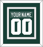 Michigan State Hockey Nameplate & Number (Back) Combined - Road Green (2017-2019) - Double Mat 1