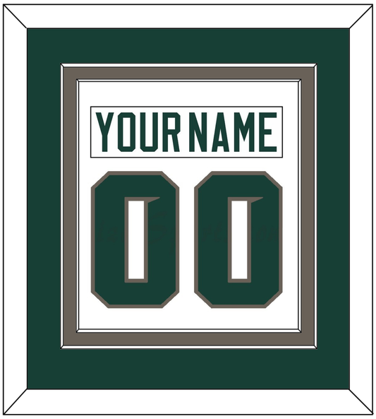 Michigan State Hockey Nameplate & Number (Back) Combined - Home White (2006-2007) - Signature Tier 2