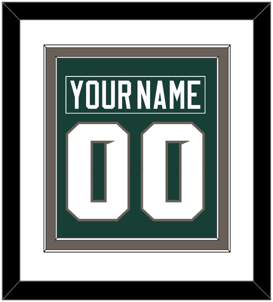 Michigan State Hockey Nameplate & Number (Back) Combined - Road Green (2006-2007) - Signature Tier 1