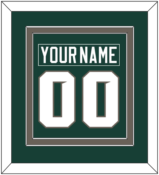 Michigan State Hockey Nameplate & Number (Back) Combined - Road Green (2006-2007) - Signature Tier 2