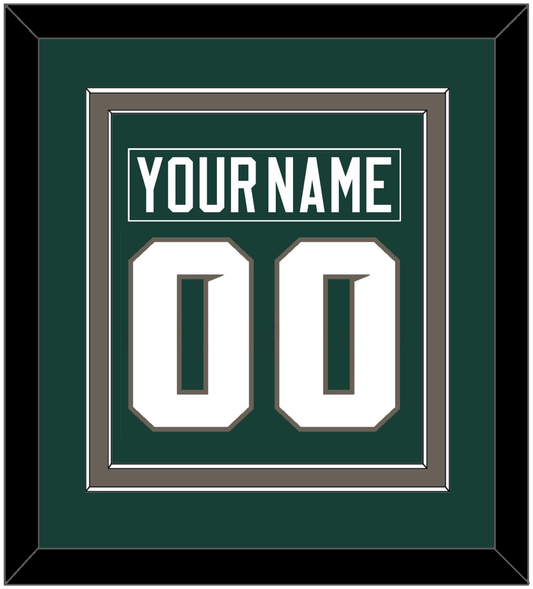 Michigan State Hockey Nameplate & Number (Back) Combined - Road Green (2006-2007) - Signature Tier 2